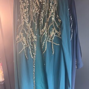 Embellished Teal Evening Dress